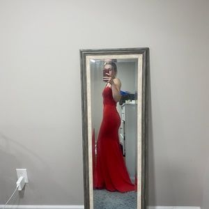 Red Lace Bodice Prom Dress